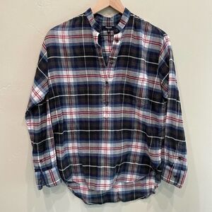Madewell Collarless Popover Flannel Shirt - Size: XS